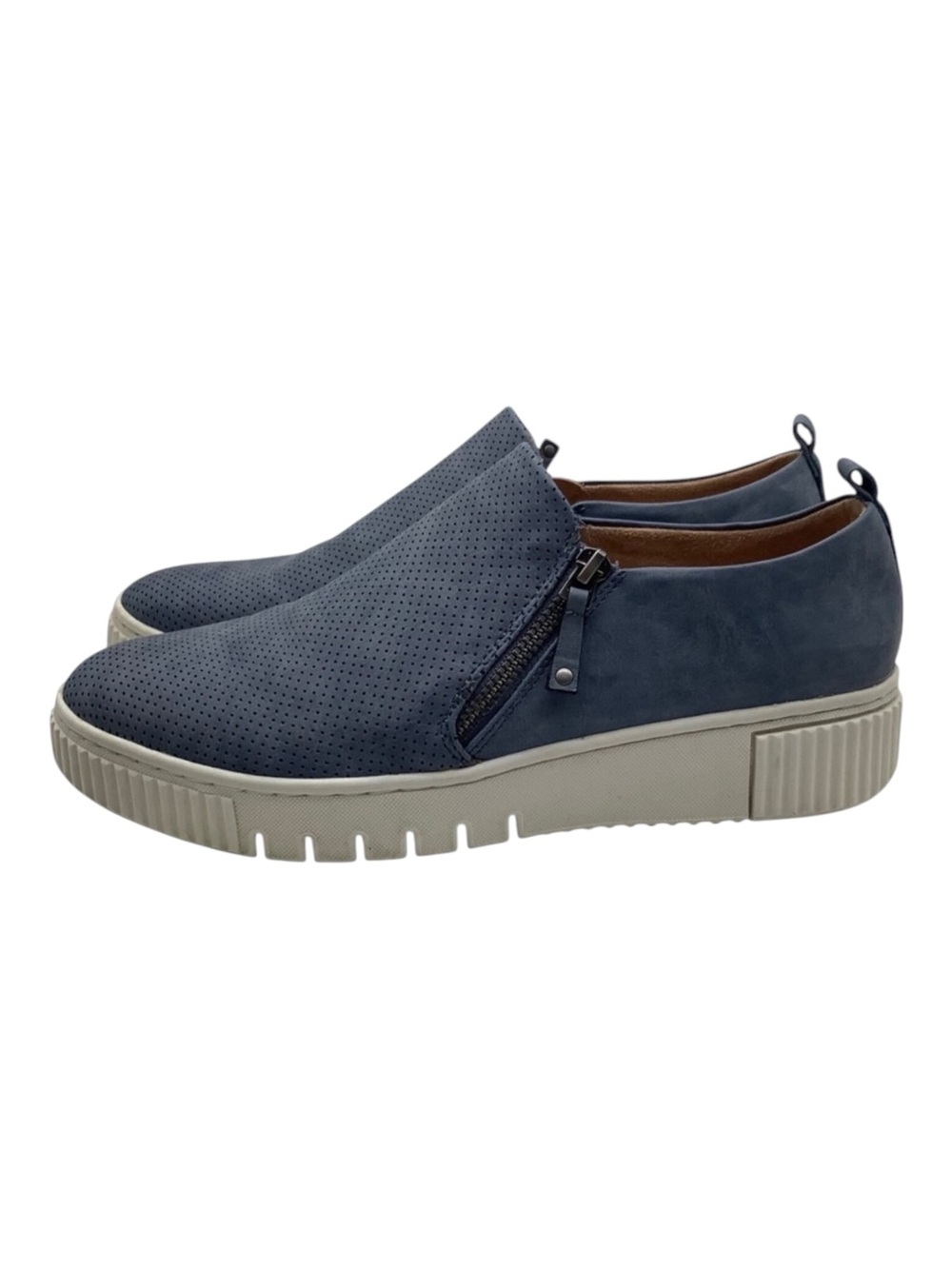 Soul by Naturalizer Blue Perforated Zip Slip On Platform Sneakers Womens Size‎ 9